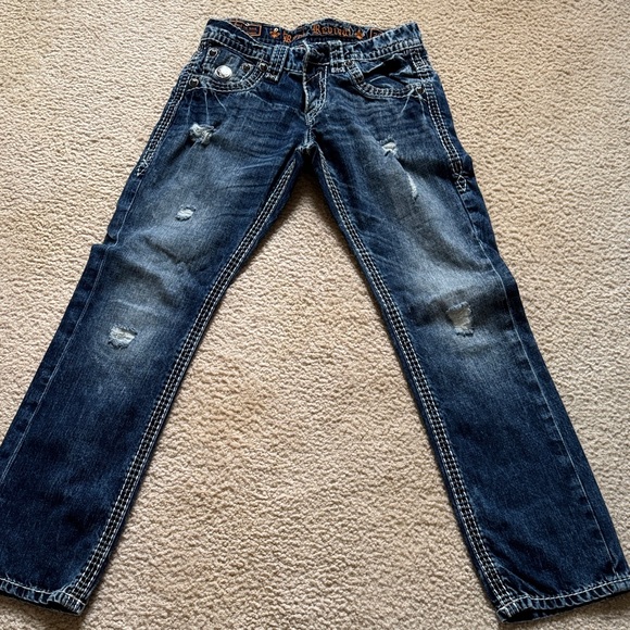 Rock Revival Other - Rock Revival Dark Blue Distressed Men's Jeans